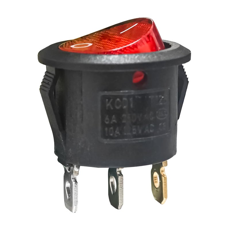 Pymga KCD1-105 20mm Diameter Round Red Rocker Switches 3pin 2position for Treadmills,Lawn Mower,Snow Blower，Coffee Maker .etc - Image 1